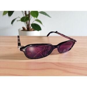 Vintage Brighton Handmade Blue Moon Black & Silver Oval Sunglasses